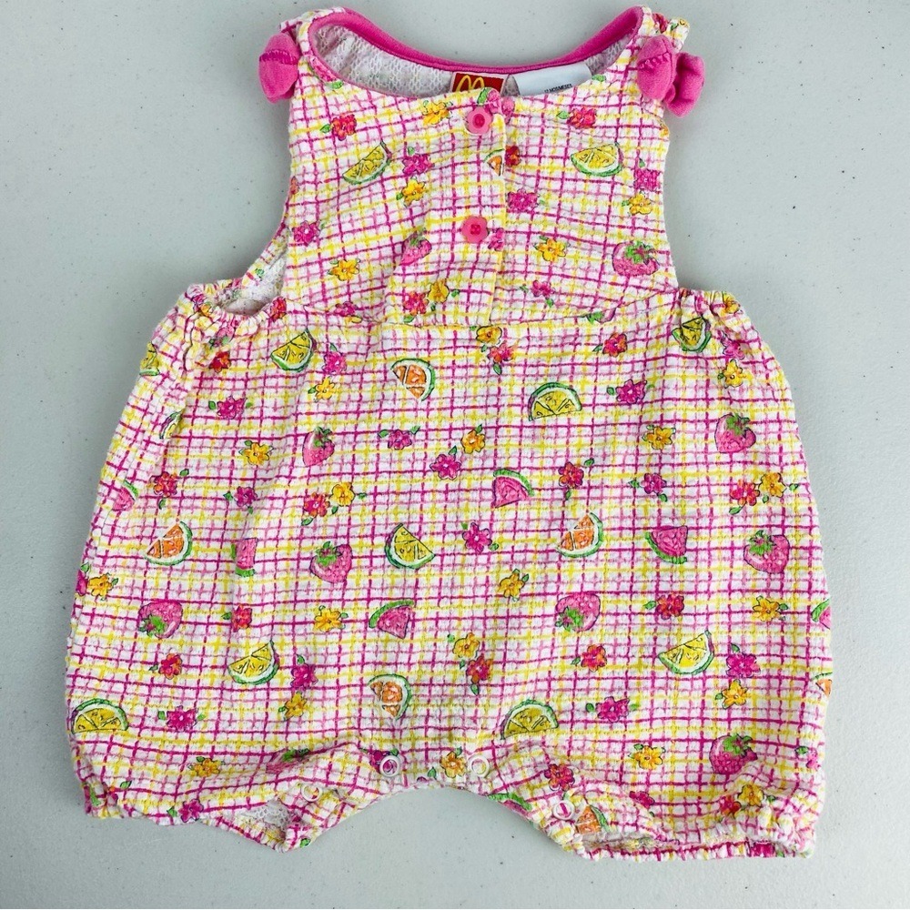 Vintage MC‎ Kids McDonald's Colorful Fruit Print Bubble Romper 12 Months